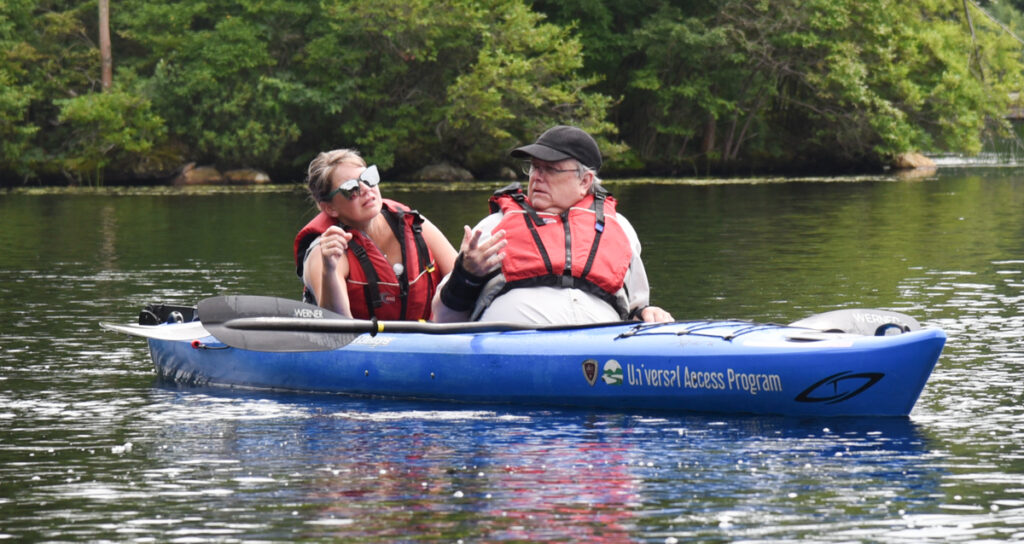 Kayakers speaking sign language