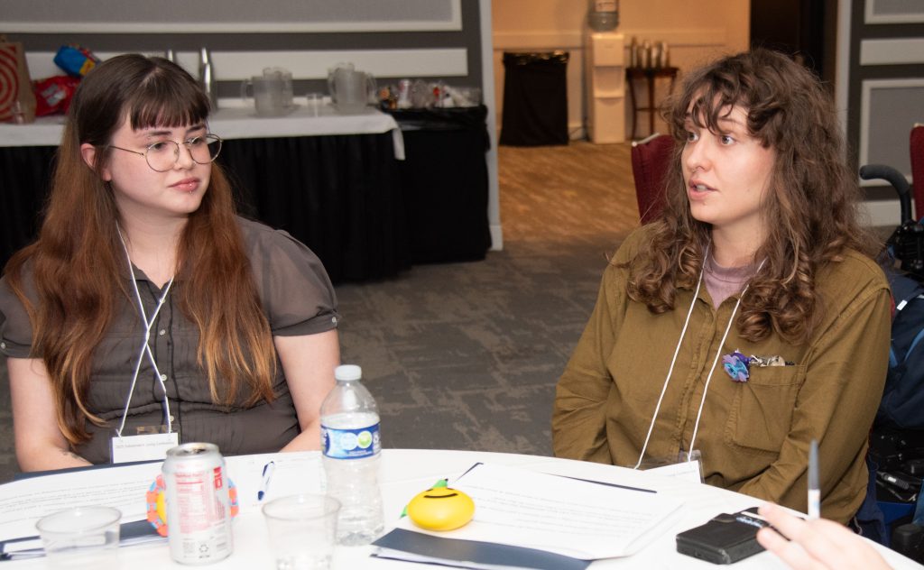 Two women talking