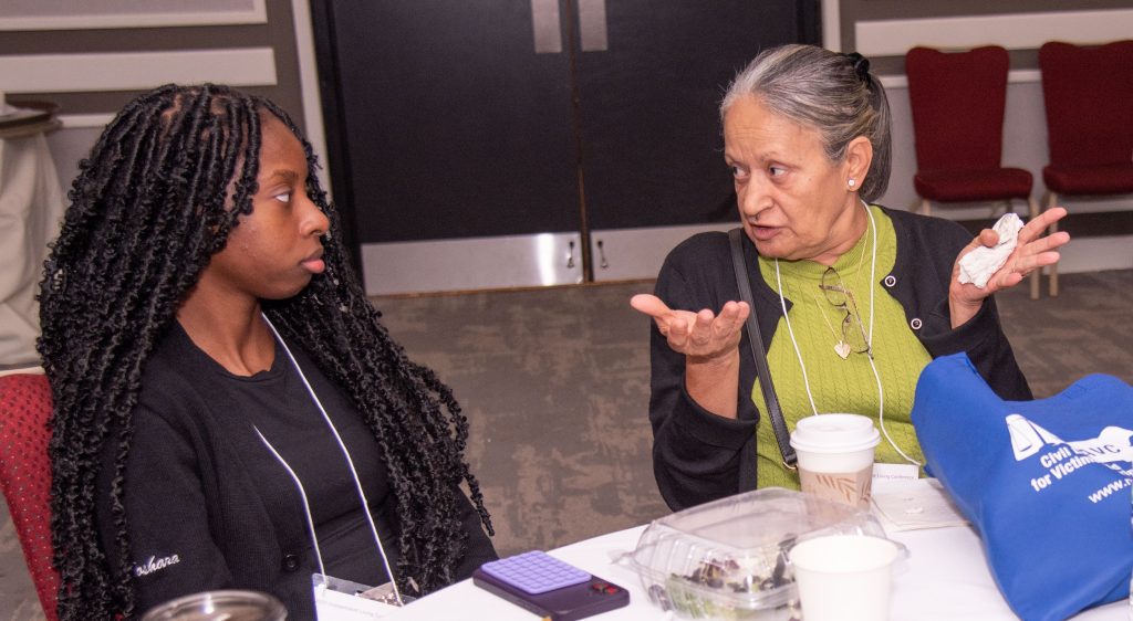 2 women talking