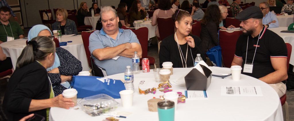 table of people talking
