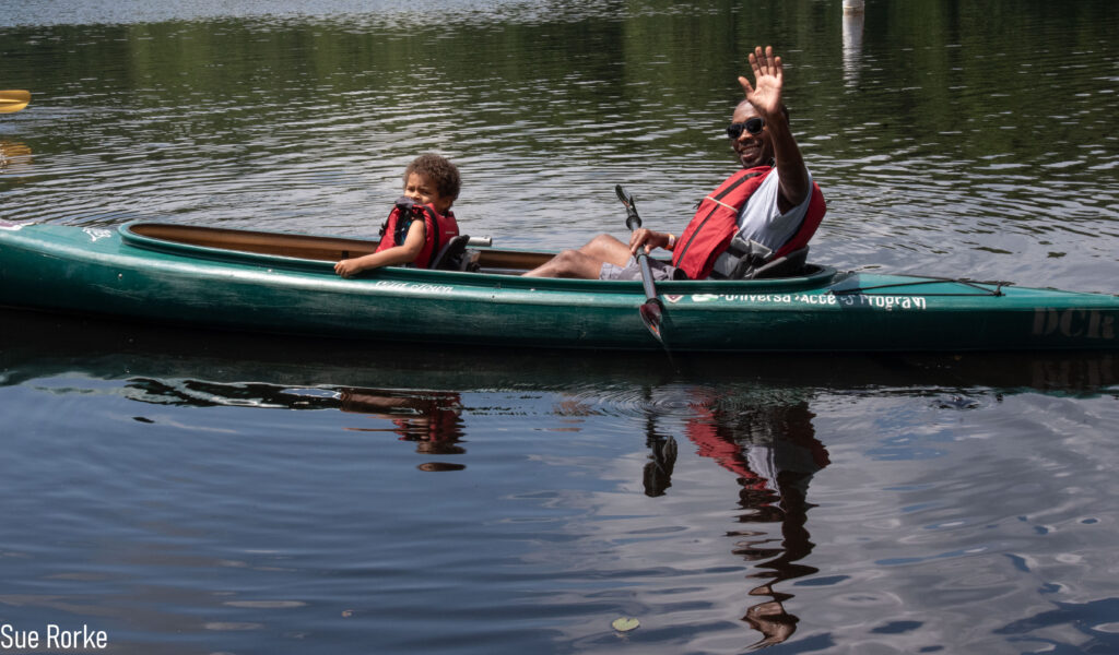 Man and son in canoe