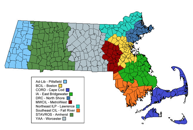 graphic map of the IL Centers - by color