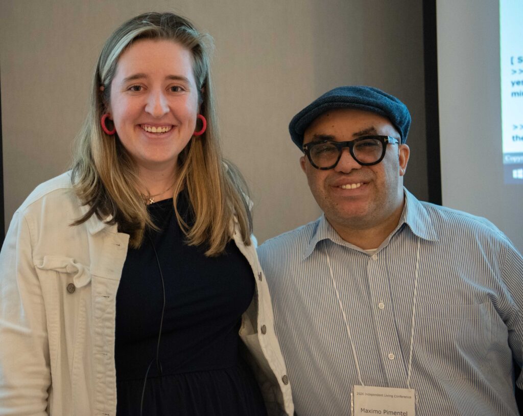 Maddie Heavey and Maximo Pimentel, Boston Center for Independent Living smiling for a photo